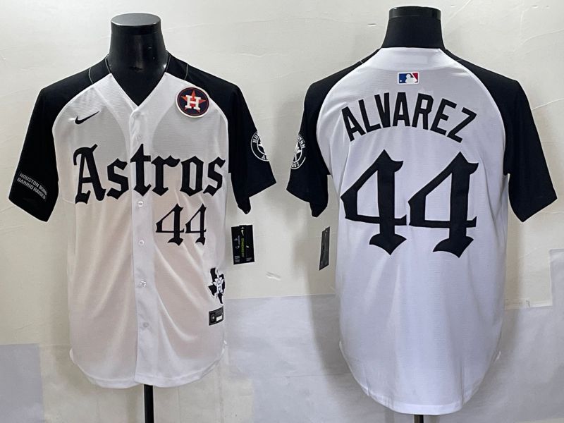 Men 2025 Houston Astros 44 Alvarez White Black Five generations Joint Name Nike MLB Jersey style 8